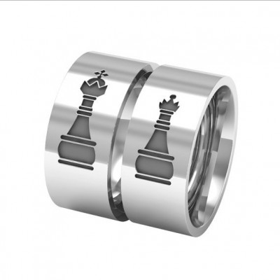 "His Queen Her King" Titanium Steel Couple Rings