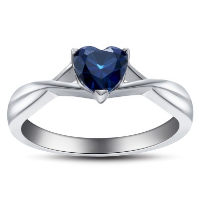 Sweet Heart Cut Sapphire 925 Sterling Silver Women's Engagement Ring
