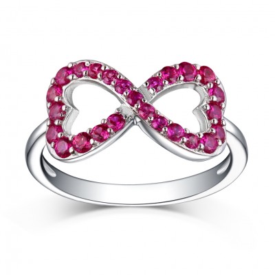 Lovely Round Cut Ruby S925 Silver Infinity Rings