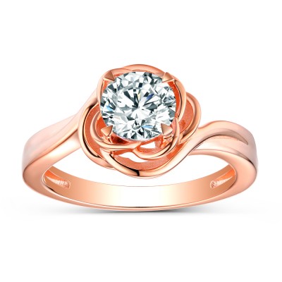 Round Cut White Sapphire Sterling Silver Rose Gold Promise Rings