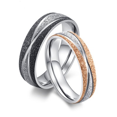 Frosted Titanium Matching Couple Rings