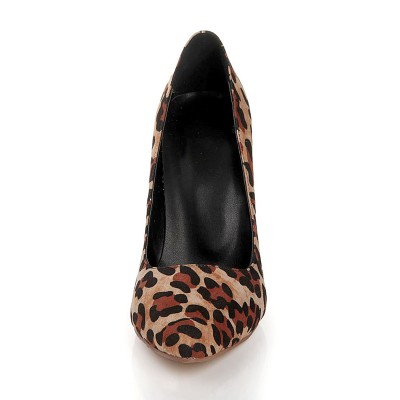 Women's Flock Closed Toe Stiletto Heel With Leopard Print High Heels