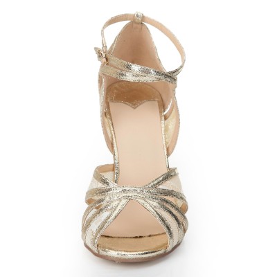 Women's Stiletto Heel Peep Toe Gold Sandals Shoes