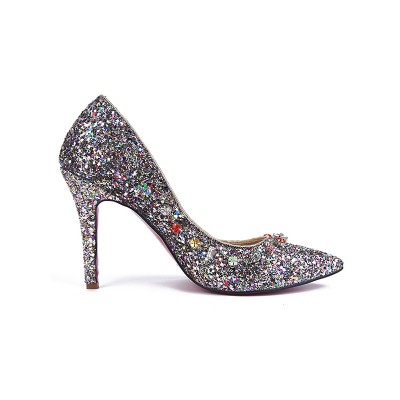 Women's Closed Toe Sparkling Glitter with Rhinestones Stiletto Heel High Heels