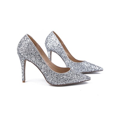 Women's Sparkling Glitter Closed Toe Stiletto Heel High Heels