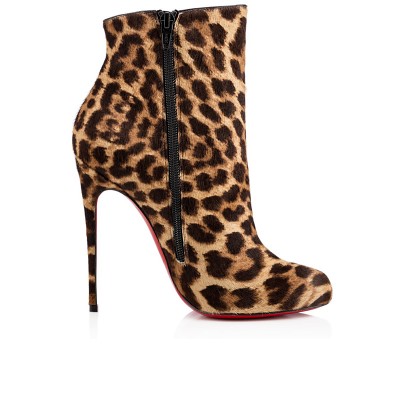Women's Leopard Print Horsehair Stiletto Heel Ankle Boots