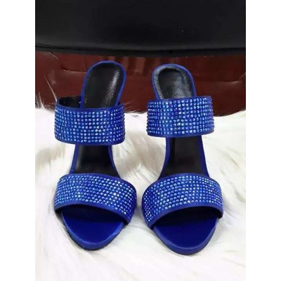 Women's Stiletto Heel Platform Suede Peep Toe With Rhinestone Sandals Shoes