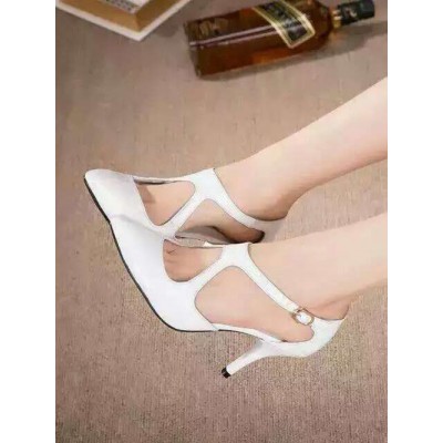 Women's Cone Heel Patent Leather Closed Toe With Buckle Sandals Shoes