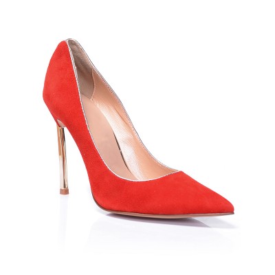 Women's Red Closed Toe Suede Stiletto Heel High Heels