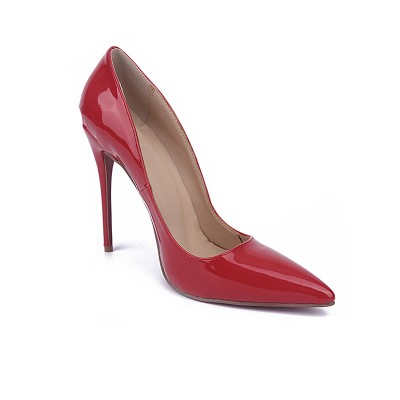 Women's Red Closed Toe Stiletto Heel Patent Leather High Heels