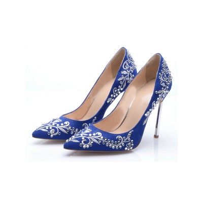 Women's Suede Closed Toe Stiletto Heel With Embroidery High Heels