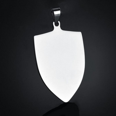 Titanium Steel Shield Shape Personalized Photo Engraved Pendant Necklace