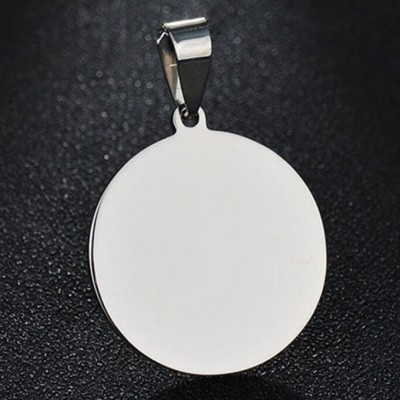 Titanium Steel Round Shape Personalized Photo Engraved Pendant Necklace