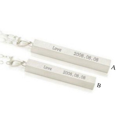 S925 Silver Personalized Bar Name Couple Necklace