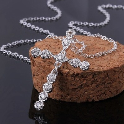 Stylish Cross White Sapphire Necklace for Women