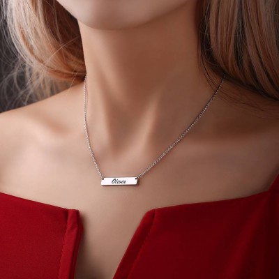 Personalized Engravable Silver Bar Necklace