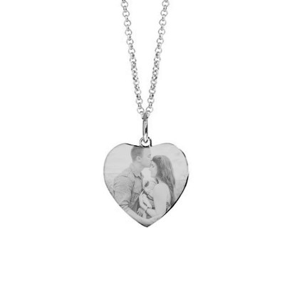 925 Sterling Silver Personalized Heart Photo Necklace