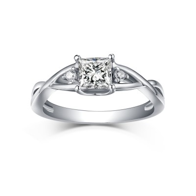 Princess Cut White Sapphire 925 Sterling Silver Engagement Rings