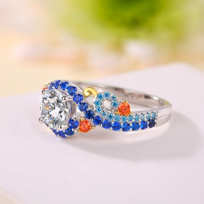 Round Cut White Sapphire The Starry Night Inspired s925 Silver Engagement Rings