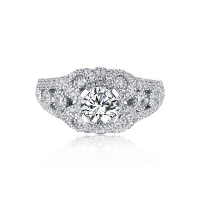 Round Cut S925 Silver White Sapphire Classic Engagement Rings