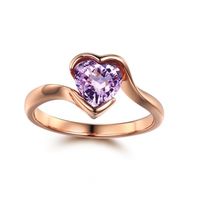 Simple Heart Cut Amethyst Women's Engagement Ring