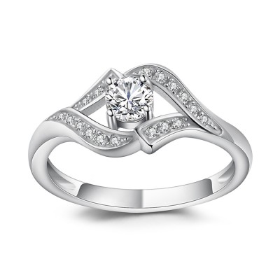 Round Cut 1/8CT Gemstone Sterling Silver Engagement Ring