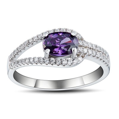 Oval Cut Amethyst 925 Sterling Silver Cocktail Ring