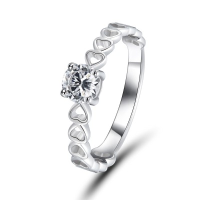 0.5CT Round Cut White Sapphire 925 Sterling Silver Promise Rings For Her