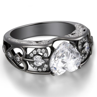 Heart Cut White Sapphire 925 Sterling Silver Women's Ring