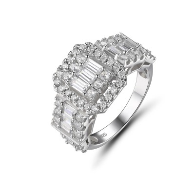 Round Cut White Sapphire 925 Sterling Silver Women's Ring