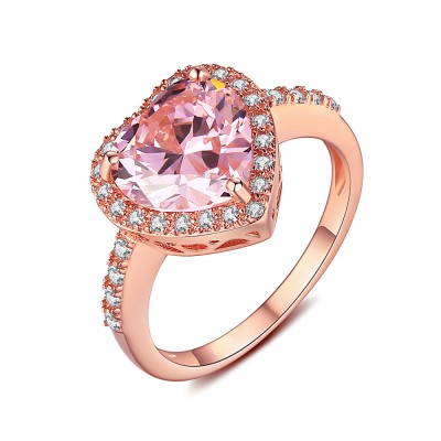 Heart Cut Pink Sapphire Rose Gold 925 Sterling Silver Engagement Ring