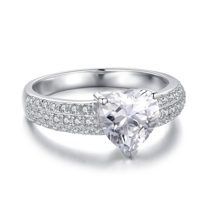 Heart Cut White Sapphire 925 Sterling Silver Women's Engagement Ring