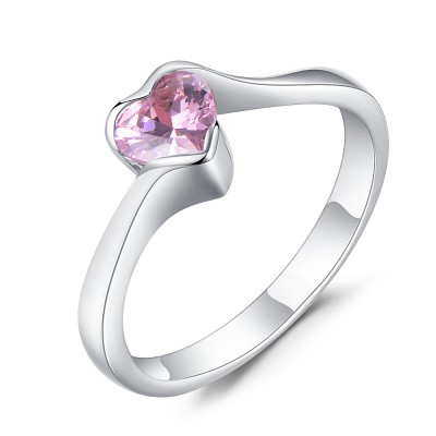Heart Cut Pink Sapphire 925 Sterling Silver Engagement Ring