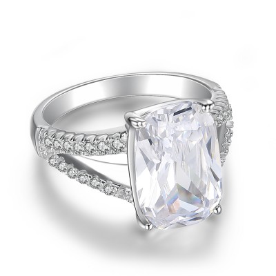 Cushion Cut Gemstone 925 Sterling Silver Engagement Ring