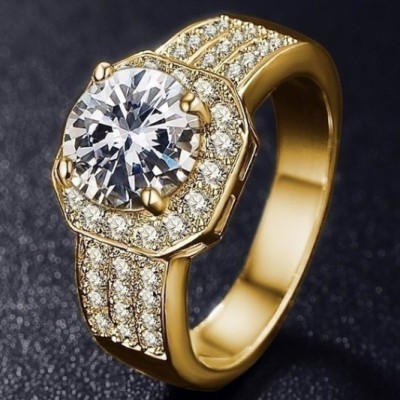 Round Cut White Sapphire Engagement Ring