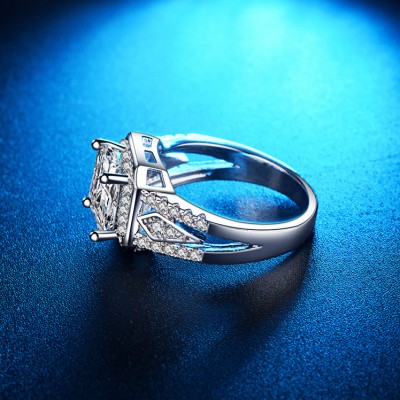 Cushion Cut White Sapphire Halo Engagement Ring