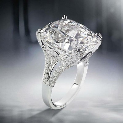 Cushion Cut White Sapphire 925 Sterling Silver Engagement Rings