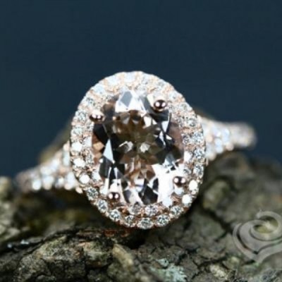Oval Cut White Sapphire 925 Sterling Silver Halo Rose Gold Engagement Rings
