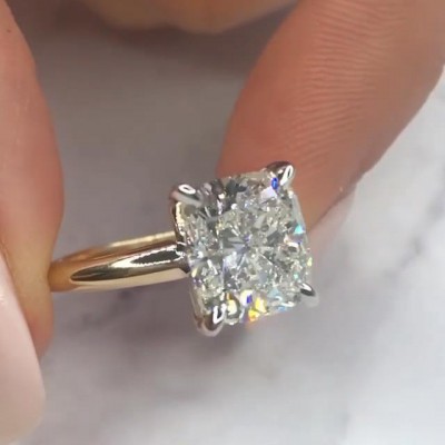 Cushion Cut White Sapphire 925 Sterling Silver Gold Engagement Rings
