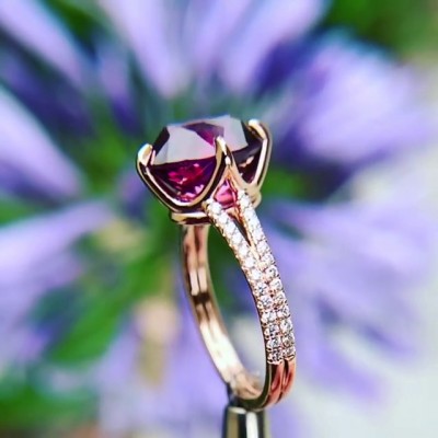 Oval Cut Amethyst Rose Gold 925 Sterling Silver Engagement Rings