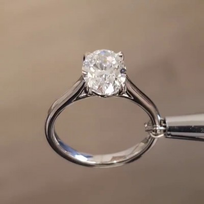 Oval Cut?White Sapphire 925 Sterling Silver Engagement Rings