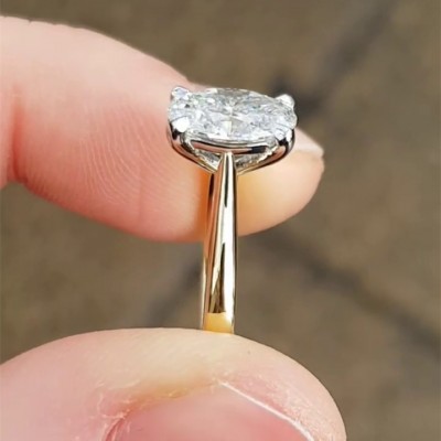 Oval Cut?White Sapphire Gold 925 Sterling Silver Engagement Rings