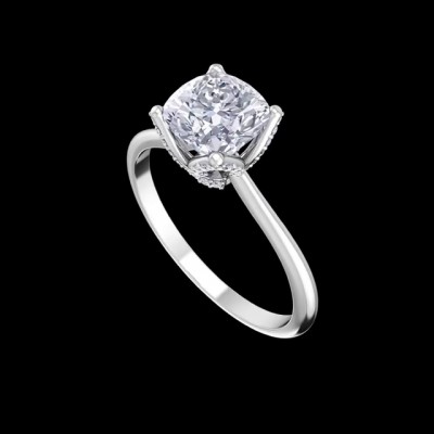 Cushion Cut White Sapphire 925 Sterling Silver Engagement Rings