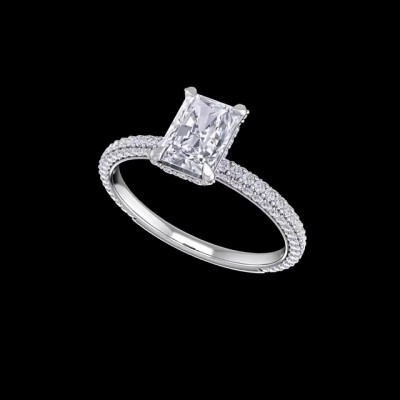 Radiant Cut White Sapphire 925 Sterling Silver Engagement Rings