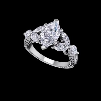 Marquise Cut White Sapphire 925 Sterling Silver Engagement Rings