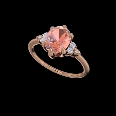Oval Cut Orange Sapphire Rose Gold 925 Sterling Silver Engagement Rings