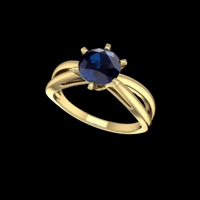 Round Cut Blue Sapphire Gold 925 Sterling Silver Engagement Rings