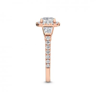 Cushion Cut White Sapphire Rose Gold 925 Sterling Silver Halo Engagement Rings