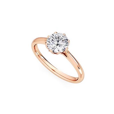 Round Cut White Sapphire Rose Gold 925 Sterling Silver Engagement Rings