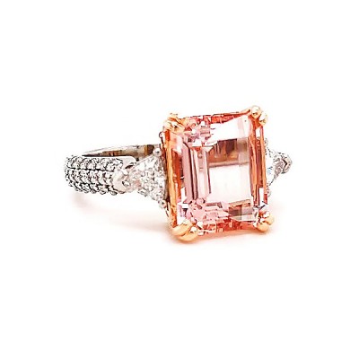 Emerald Cut Orange Sapphire 925 Sterling Silver Engagement Rings